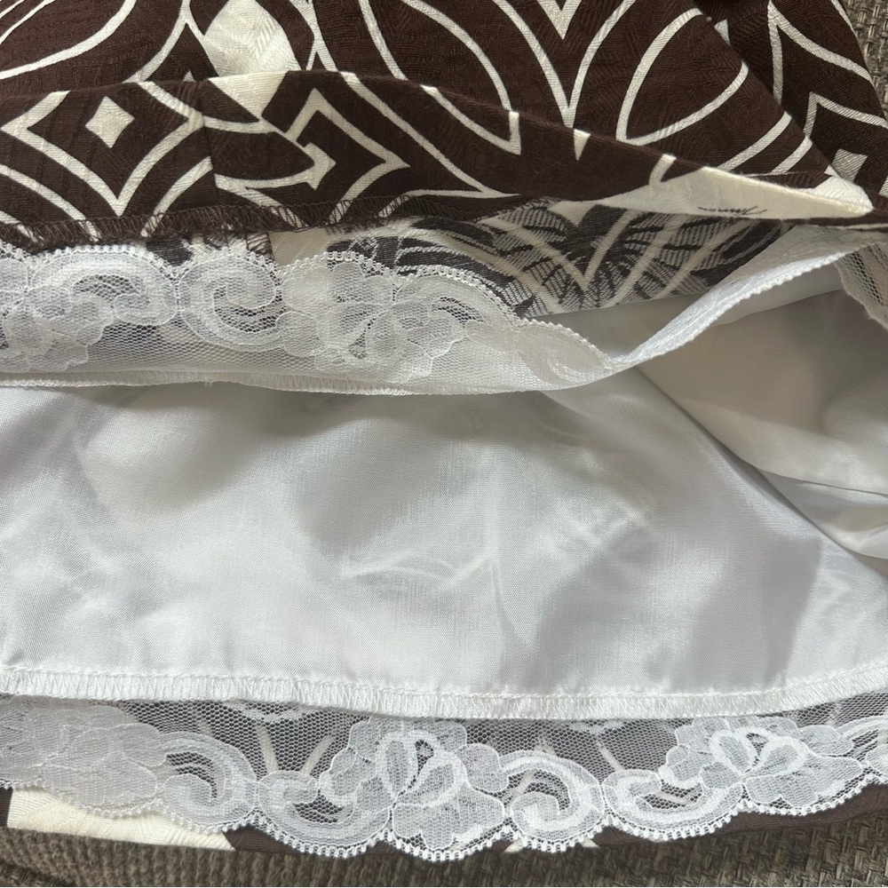 Trina Turk Brown and White Patterned Fitted Halter Dress Size 6 - Picture 9 of 10